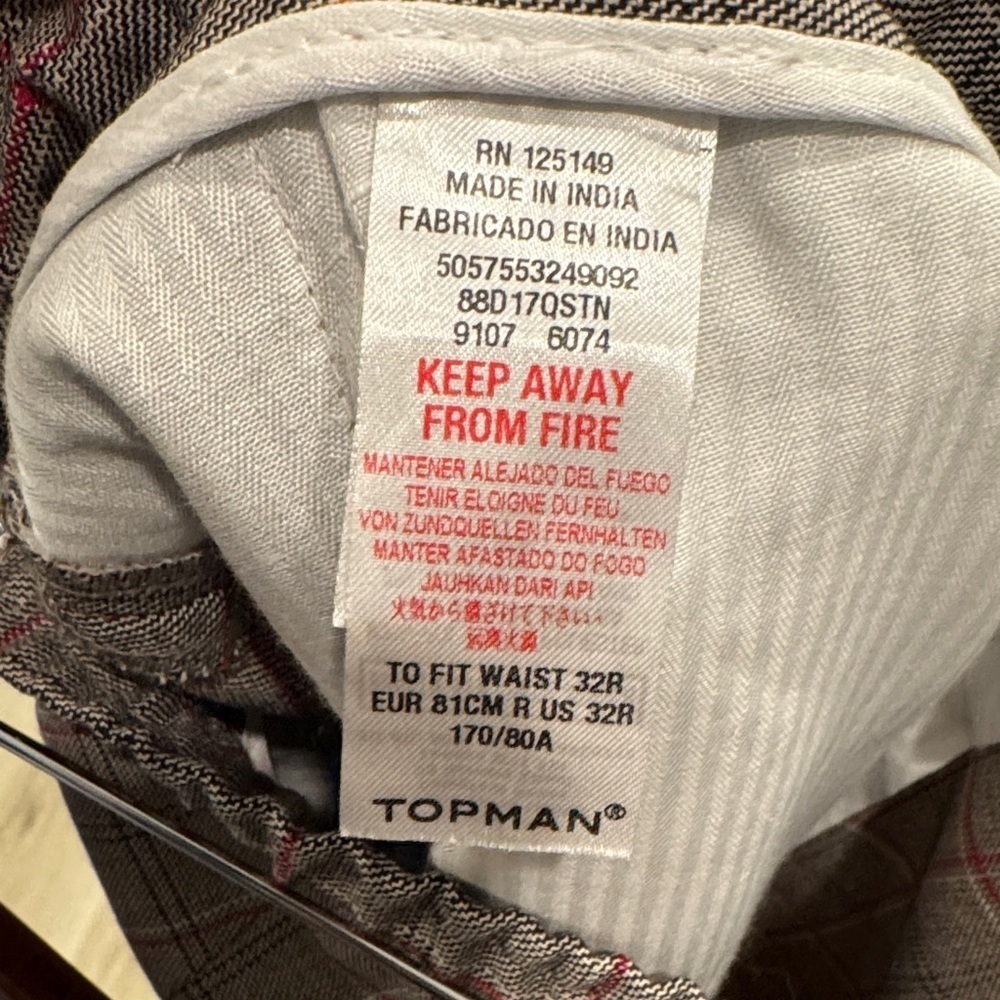 Topman Checkered Men's Dress Pants in Red and Gray - Picture 4 of 5